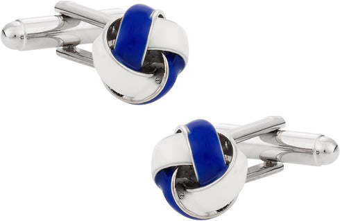 Blue & White Knot Cufflinks with Presentation Box...