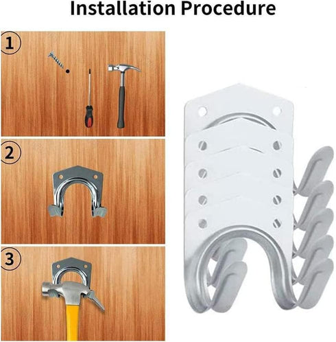 Storage Hanger Hooks,Double Tool Storage Hook 10Pcs Wall Mounted Hanger Hooks with 20Pcs Screws for Garage Shed,Universal Galvanized Metal Utility...