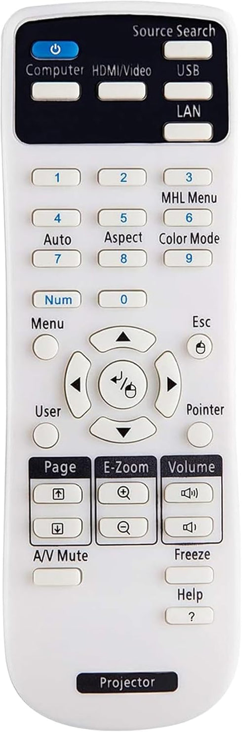 Universal Projector Remote Control for Epson Projector Home Cinema, Powerlite, EB-, EX, VS, H, BrightLink, EMP- Series Projectors...