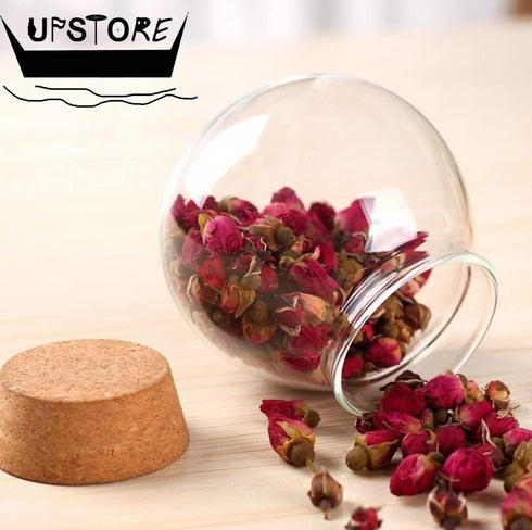 1PCS 500G/17oz Cear Empty Round Large Capacity Sealed Glass Bottles Vial Jars Packing Storage Hoder Containers with Wood Cork Stopper for Make up ...