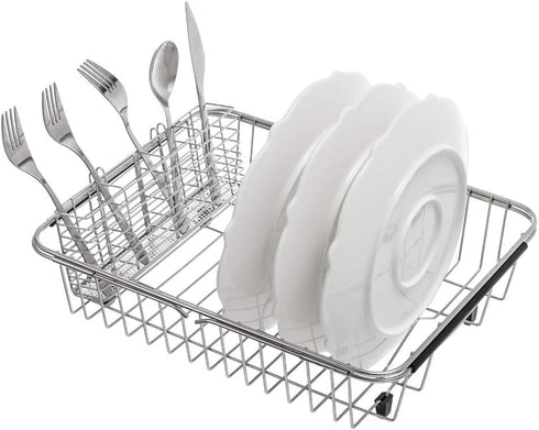 SANNO Utensil Silverware Holder Organizer Hanging Cutlery Organizer Spoon Drying Rack Basket Holder, 4 Divided Compartments Silverware Organizer, ...
