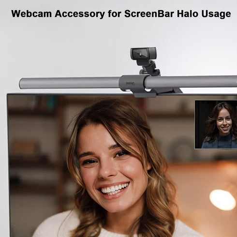 Webcam Accessory ScreenBar Halo, Webcam Stand for Monitor Light Bar Angle Adjustable Computer Light Webcam Mount for BENQ Quntis Monitor Lamp Supe...