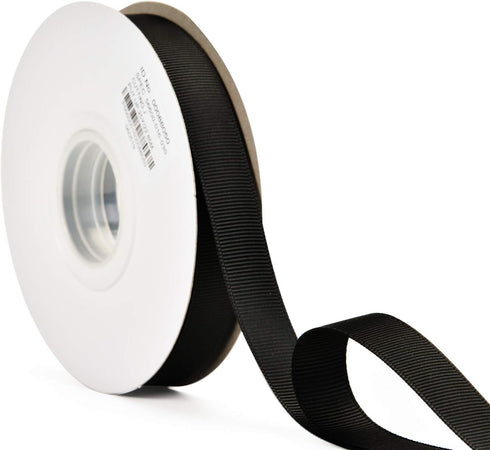 YAMA 5/8 inch Solid Grosgrain Ribbon Roll - 25 Yards for Gift Wrapping Ribbons, Black...