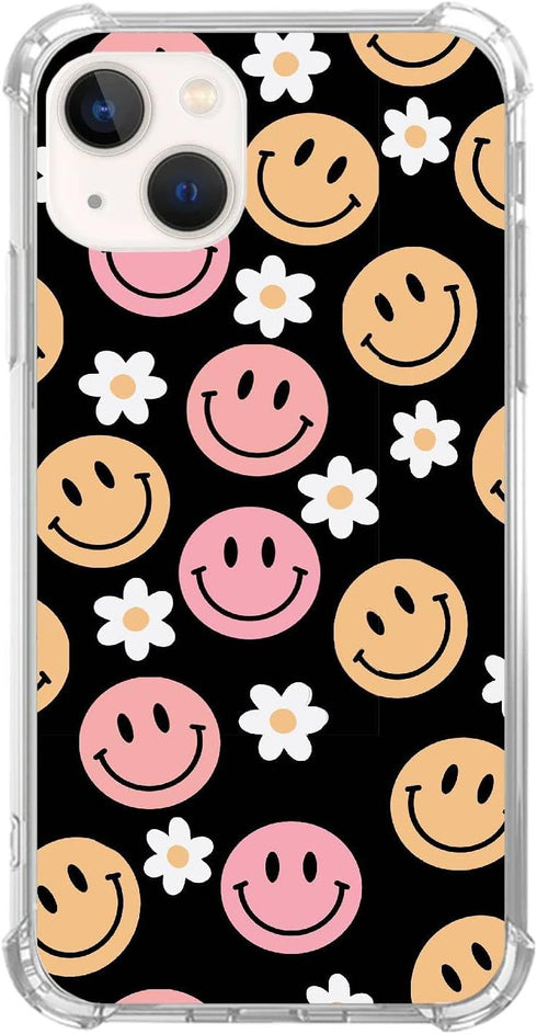 Cute Smile Face Daisy Phone Case Compatible with iPhone 14 Plus, Aesthetic Daisy Smile Face Case Suitable for Women & Girl, Silicone Shockproof TP...