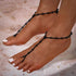 2Pcs Beaded Barefoot Sandals Black Wedding Ankle Bracelet Beads Toe Ring Anklets Chain Beach Foot jewelry for Women (Black)...