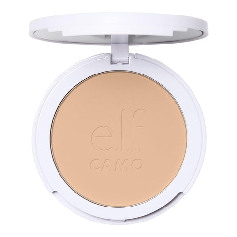 e.l.f. Camo Powder Foundation, Lightweight, Primer-Infused Buildable & Long-Lasting Medium-to-Full Coverage Foundation, Light 210 N...