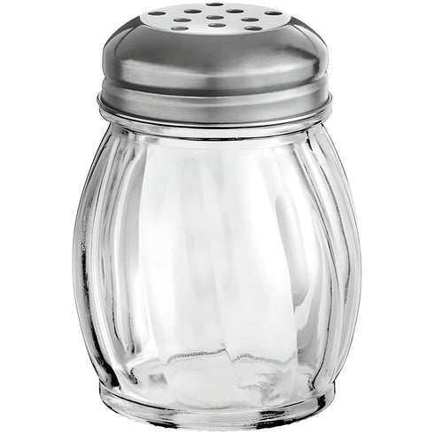 OCS Parts 3.5-Inch Glass Shaker with Chrome Plated Perforated Lid | Grated Cheese, Chili and Red Pepper Shaker for Home and Commercial Use...