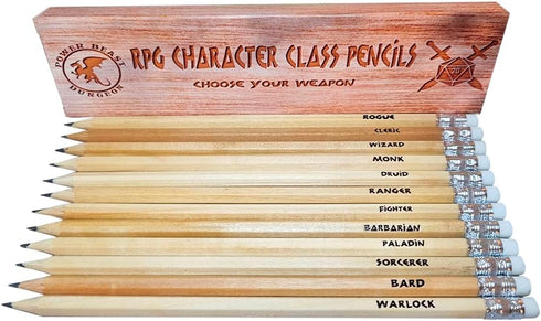 Power Beast Dungeon 12 Character Class Pencils for Dungeons and Dragons, D&D, Dungeon Master Gift, DND, D&D 5e, Pathfinder, Role Playing Games....