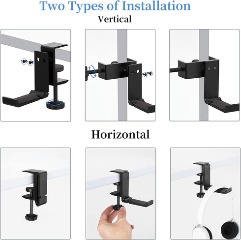 Aluminum Headphone Stand Hanger Foldable with Cable Organizer Headset Holder, Non-Slip Desk Hook Space Save Universal Headphone Mount...