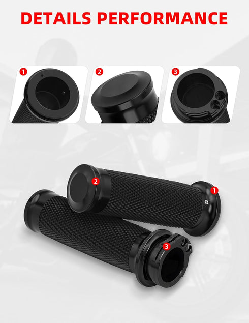 Amazicha Black 1” Motorcycle Hand Grips Handlebar Grips Compatible for Harley Sportster Touring Honda Kawasaki Suzuki Yamaha Bobber Chopper...