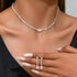 Unicra Silver Bridal Wedding Jewelry Set Rhinestone Necklace Earrings Sets Crystal Formal Costume Jewelry for Women and Brides...