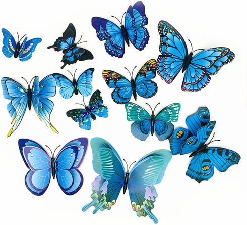 12PCS PVC 3D Butterfly Fridge Magnets Refrigerator Magnets Wall Stickers with Magnet for Wall Decor Art Decor Crafts Home Party Decoration (Blue)....