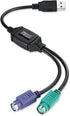 Perixx PERIPRO-401 PS2 to USB Adapter for Keyboard and Mouse - Built-in USB Controller - Black...