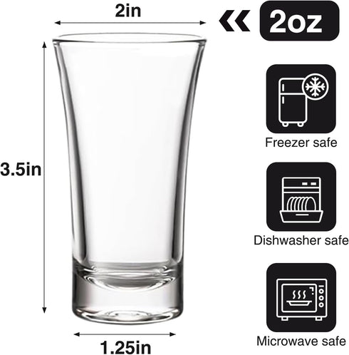 Ruckae 12 Pack 2 OZ Shot Glasses Set Clear Shot Glasses Bulk with Heavy Base Bar Cone Glass Shot Cups for Vodka Tequila Whiskey Liquor (Cone Shape...