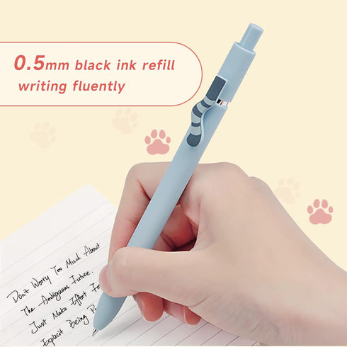 Cat Pens, 4 Pcs 0.5mm Cute Kawaii Pens Black Ink Pens Fine Point Smooth Writing Pens, High-End Series Cat's Tail Retractable Pens for Journaling N...