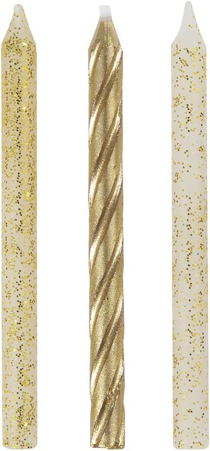 Dazzling Glitter & Gold Spiral Birthday Candles - 24ct Assorted Pack - Premium Quality, Long-Lasting & Elegant Design - Ideal for All Occasions...