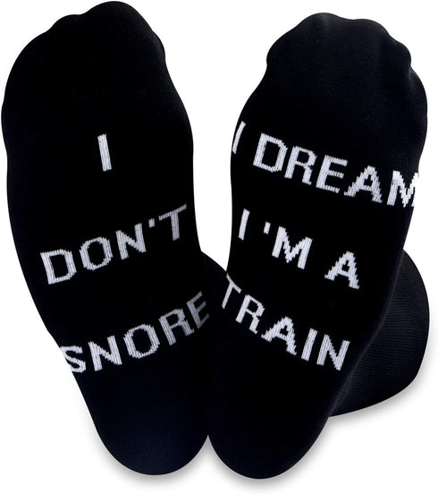 TSOTMO 2 Pairs Novelty Socks for Men I Don’t Snore I Dream I’m a Train Funny Socks for Dad Papa Boyfriend Husband...