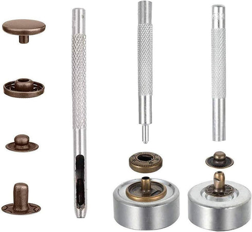 ArrErr 7 Pack Rivet Setter Tool with Base Snap Fasteners Kit Install Leather Die Punch Hole Kit 633 831 Press Studs Anvil Fixing Set for Leatherwo...
