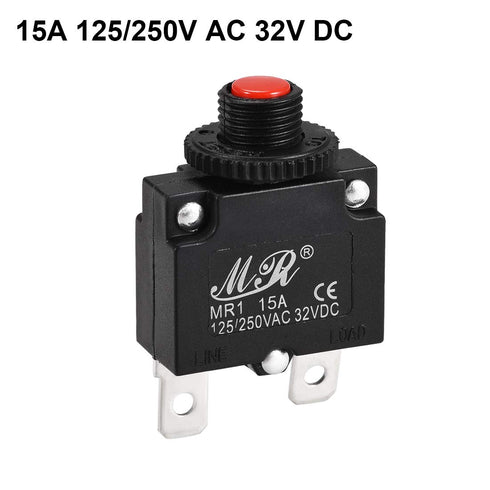 uxcell Thermal Circuit Breakers 15A 125/250V AC 32V DC Push Button Manual Reset Overload Protector Switch 2 Pcs...