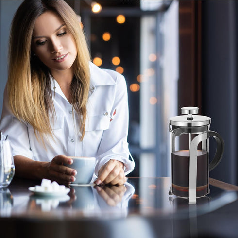French Press Coffee Maker Carafe Coffee Presser Heat Resistant Glass with 3 Level Filtration System Stainless Steel Brews Coffee and Tea Press 12 ...