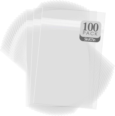 Golden State Art, Pack of 100, 5 1/4 X 7 1/8 inches Crystal Storage Bags - Acid-Free Clear Sleeves Fit for 5x7 Photo Framing Mats Gifts (NS1)...