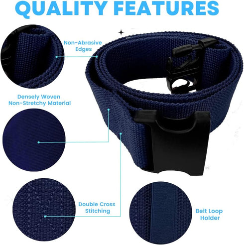 Gait Belt with Plastic Buckle by LiftAid - Transfer and Walking Aid with Belt Loop Holder for Assisting Therapist, Nurse, Home Care - 60"L x 2"W (...