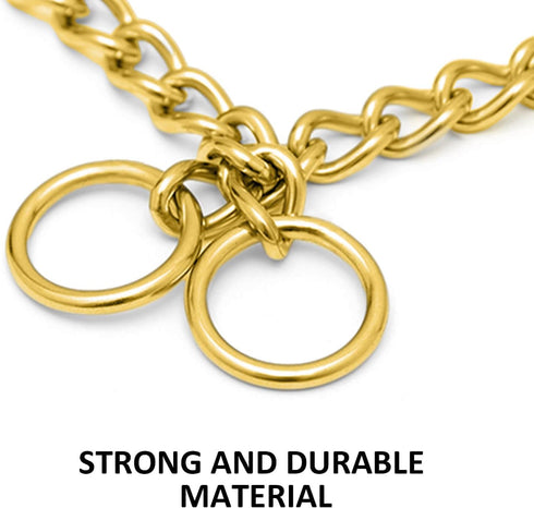 Golden Chain Dog Collar, Dog Training Choke Collar, Martingale Training Choke Collar Adjustable, 18K Cuban Link Strong Heavy Duty, M, 21.5inch*3mm...