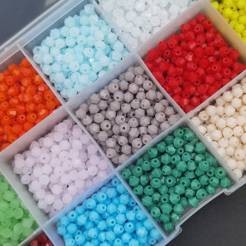 INSPIRELLE Approx 2400pcs 4mm Opaque Multicolor Bicone Beads for Jewelry Bracelet Making Bulk Faceted Crystal Glass Briolette Beads...