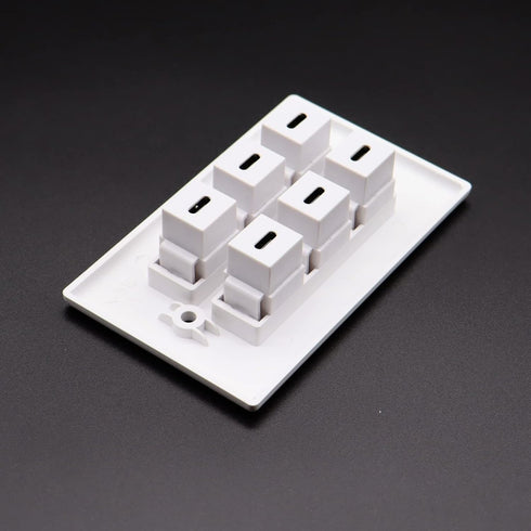 6 Port Buckle Free Welding USB Type-A/USB Type-C Wall Outlet Panel, Disscool Type C Wall Outlets with USB Ports White Compatible with iPhone/Samsu...