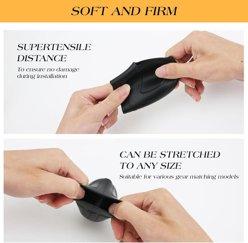 2 Pcs Black Fashionable Gear Shift Knob Covers for Most Cars, Comfortable Waterproof Sweat-proof Silicone Gear Lever Cover, Anti-Slip Protective C...
