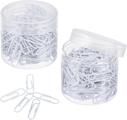 MECCANIXITY Paper Clips Small Size 1.1 Inch Vinyl Coated to Prevent Tearing Pages with Box for Organize Office Home White Count 400...