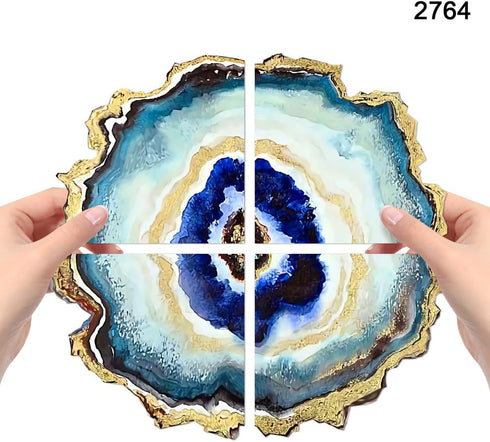 FUNSHOWCASE Agate Coaster Epoxy Resin Silicone Mold Round Geode Stone Slice Segments 4 Irregular Shapes Large 10.7x10.2x0.4inch...