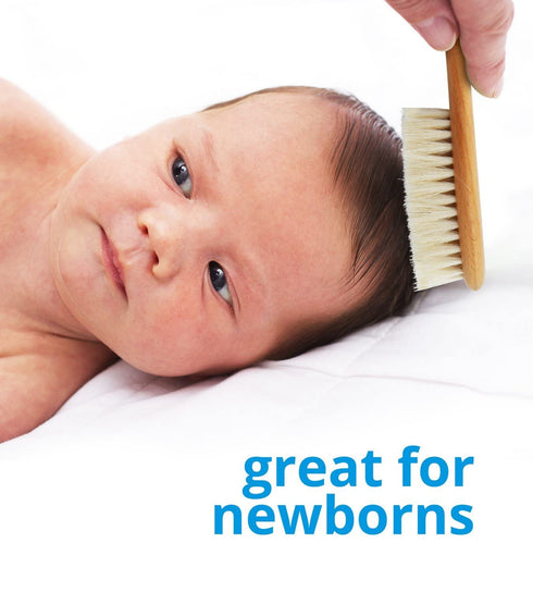 Baby Hair Brush and Baby Comb Set for Newborn, Boy and Girl - Wooden Baby Brush w/Soft Goat Bristles for Cradle Cap - Infant, Toddler Hair Brush, ...
