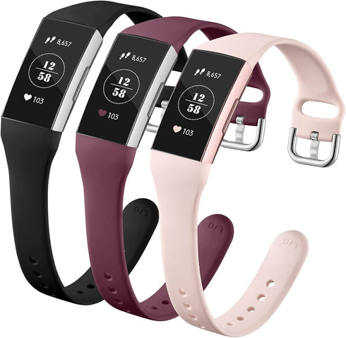 GEAK Compatible with Fitbit Charge 3 Bands/Fitbit Charge 4 Bands for Women, Slim Soft Silicon Replacement Band for Fitbit Charge 3/Charge 3 SE/Cha...