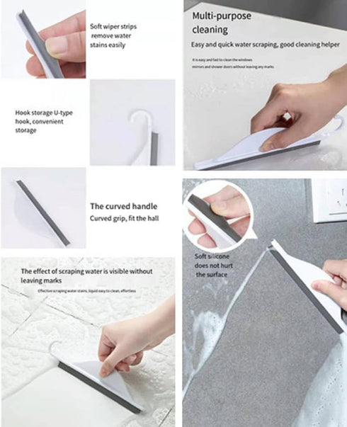 2Pcs Mini Squeegee with Hanging Hook, Bathroom Shower Mirror Squeegee for Tiles, Silicone Small Kitchen Countertop Sink Squeegee, Water Wiper Scra...