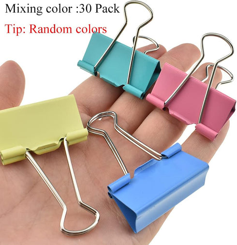HAHIYO Binder Clips Paper Clamps Spring Steel Sturdy Large 1.57 inches Width 0.51 Inch Capacity No Sharp Edges Heavy Duty Tight Grip Reusable Colo...