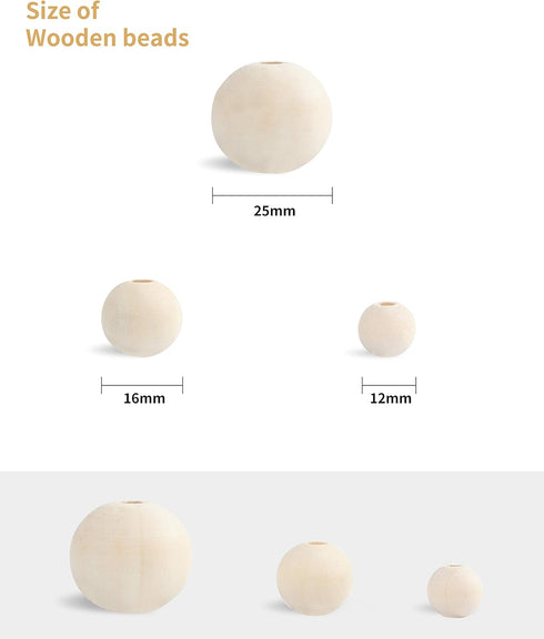 Wood Bead Garland Without Tassels, 84 Inch Natural Wooden Beads Garland, 7 Feet Handmade Boho Decor, Coffee Table Decor...