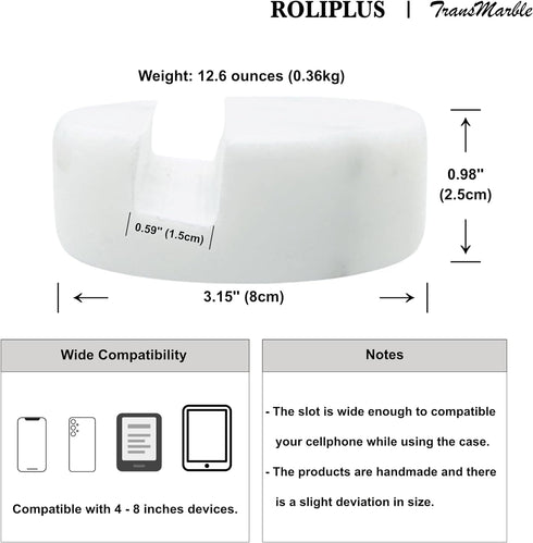 Luxury Marble Cell Phone Stand Holder for Popular Smartphones (1 Pcs) - Real Solid Marble Mobile Phone Stands as Office Desk or Kitchen Countertop...