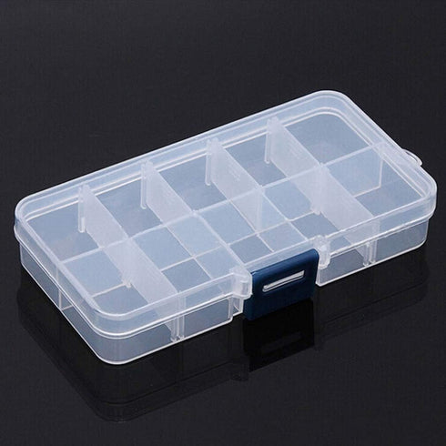 10 Girds Rectangle Clear Plastic Storage Box, Jewelry and Crafts Organizer Container with Adjustable Dividers?2 Pack?...