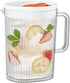 Plastic Water Pitcher with Lid and Handle - Durable Jug for Tea and Cold Juice - Heavy-Duty Clear Design 68oz/2L BPA-Free (White & Orange)...