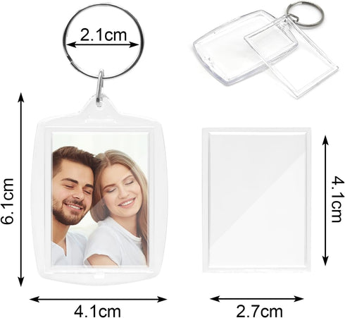 6pcs Clear Double Sided Blank Picture Keychain Acrylic Photo Frame Keyrings Personalised Photo Key Fob Holder with Split Ring for Insert 4.1 x 2.1...