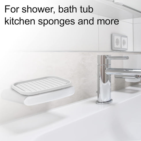 VOCOSTE Soap Dish, Soap Cleaning Storage, Keep Soap Dry for Home Bathroom Kitchen, Silicone, Light Gray, 13.5x9cm...