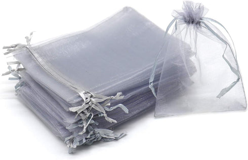 100Pcs Organza Bags with Drawstring 4x6 Inches, Small Mesh Jewelry Candy Pouches Wedding Party Christmas Favor Gift Bags (Gray)...