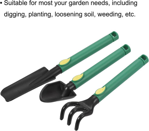 MECCANIXITY Mini Garden Tools Set Plastic Gardening Hand Tools Trowel Rake Spade Kit Home Garden Supplies for Flowers Succulent Transplanting 3Pcs...