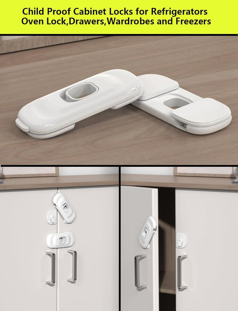Child Proof Refrigerator Lock, 2 Pack Fridge Locks for Kids with 3M Adhesive Backing, Fridge lock for Refrigerators,Oven Lock,Drawers,Wardrobes an...
