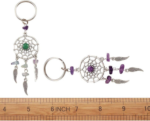 KISSITTY 30-Pieces Dream Catchers Gemstone Charm Pendants Handmade Dangling with Mixed Color Natural Chip Gemstone 107mm Filigree Ethnic Ornament ...