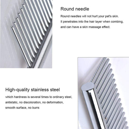 Pet Steel Comb with Rounded Ends Stainless Steel Teeth,metal Cat Dog Comb for Removing Tangles and Knots,Poodle Grooming Deshedding Tool, 7 1/2-in...
