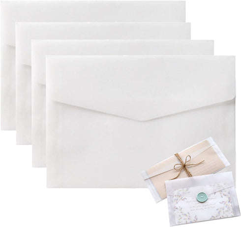 Envelopes for Invitation, 50 Pack 4.9x6.89 Inch White Translucent Paper Wedding Envelopes, Invitation Card Window Envelopes, Greeting Card Envelop...