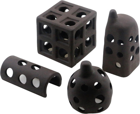 MY MIRONEY 4Pcs Ceramic Shelters Aquarium Ceramic Rock Cave Shelter Shrimp Betta Lizards Hideaway Breeding Cave Cubic Hideout Fish Tank Decor Orna...
