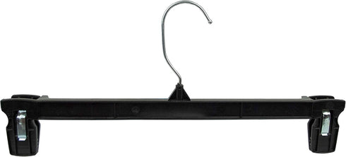 HangOn Recycled Plastic with Ridged Clips Pants Hangers, 12 Inch, Black, 10 Pack...